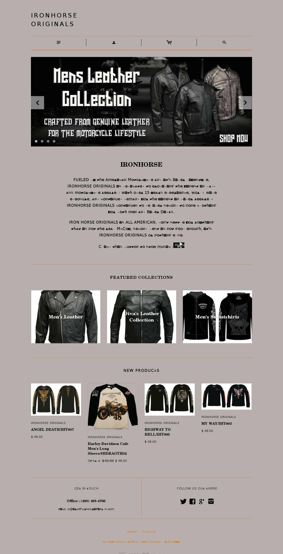 ironhorseoriginals.com shopify website screenshot
