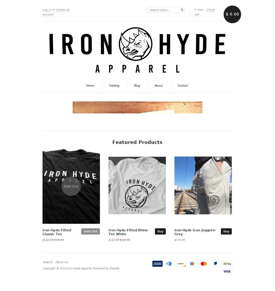ironhydeapparel.com — Shopify storefront screenshot