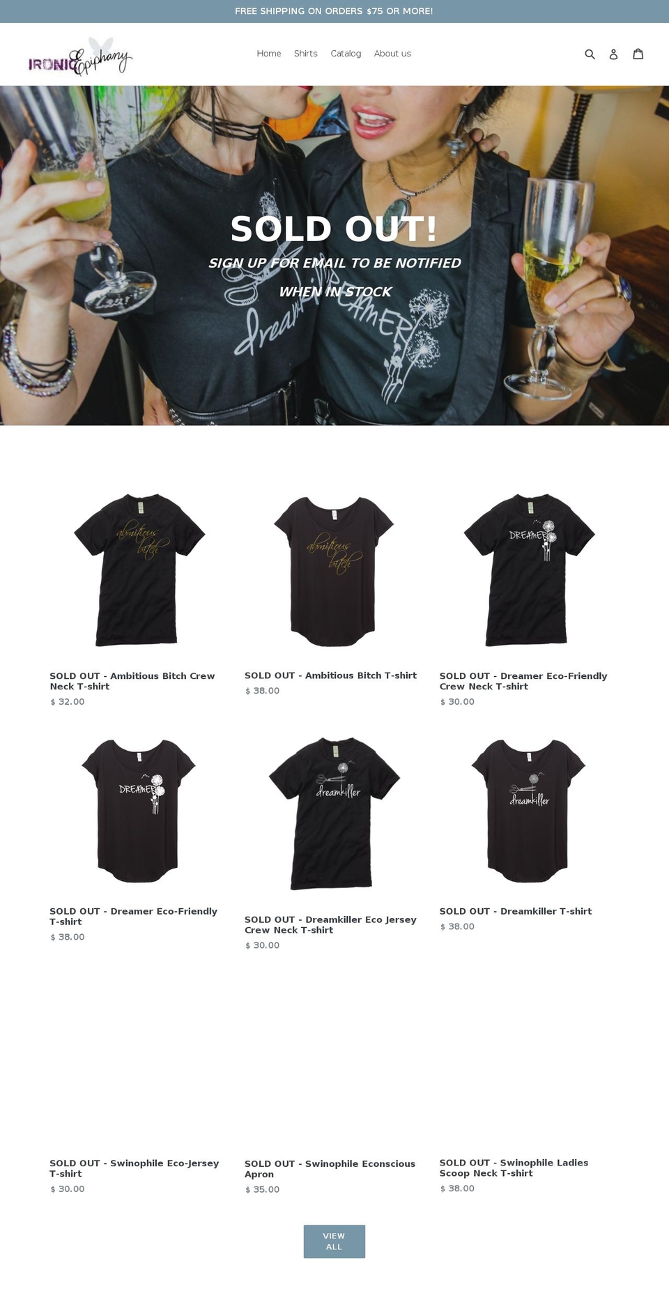 ironicepiphany.com — Shopify storefront screenshot