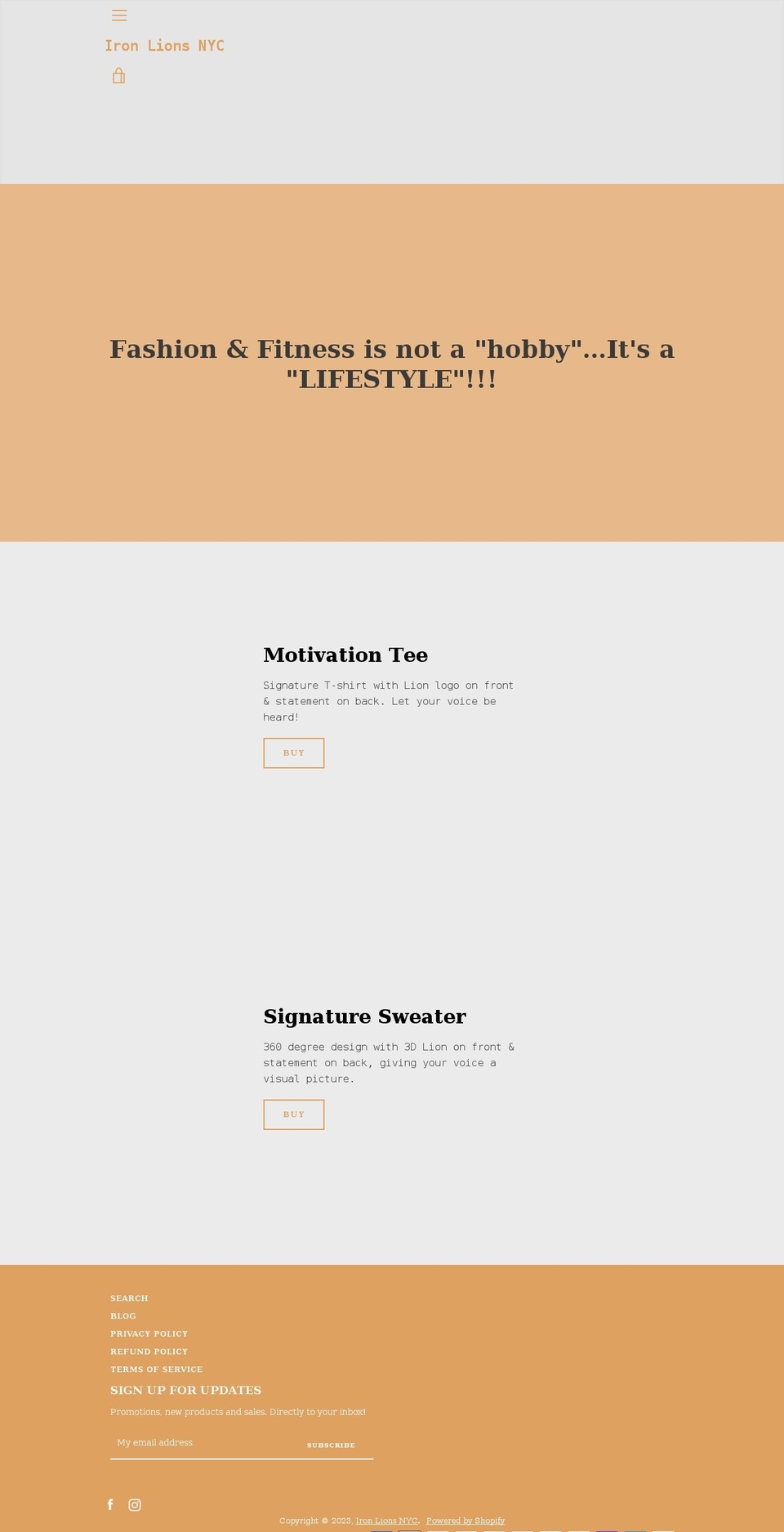 ironlionsnyc.com shopify website screenshot