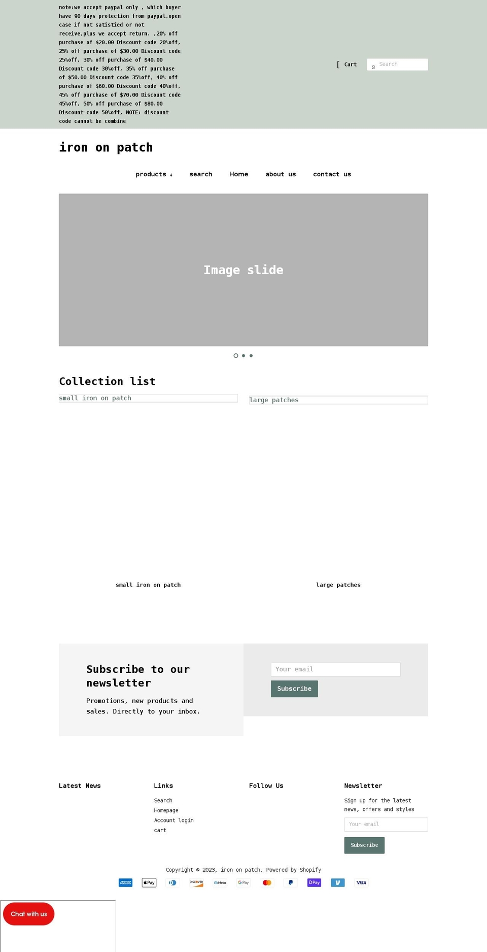irononpatch.net shopify website screenshot
