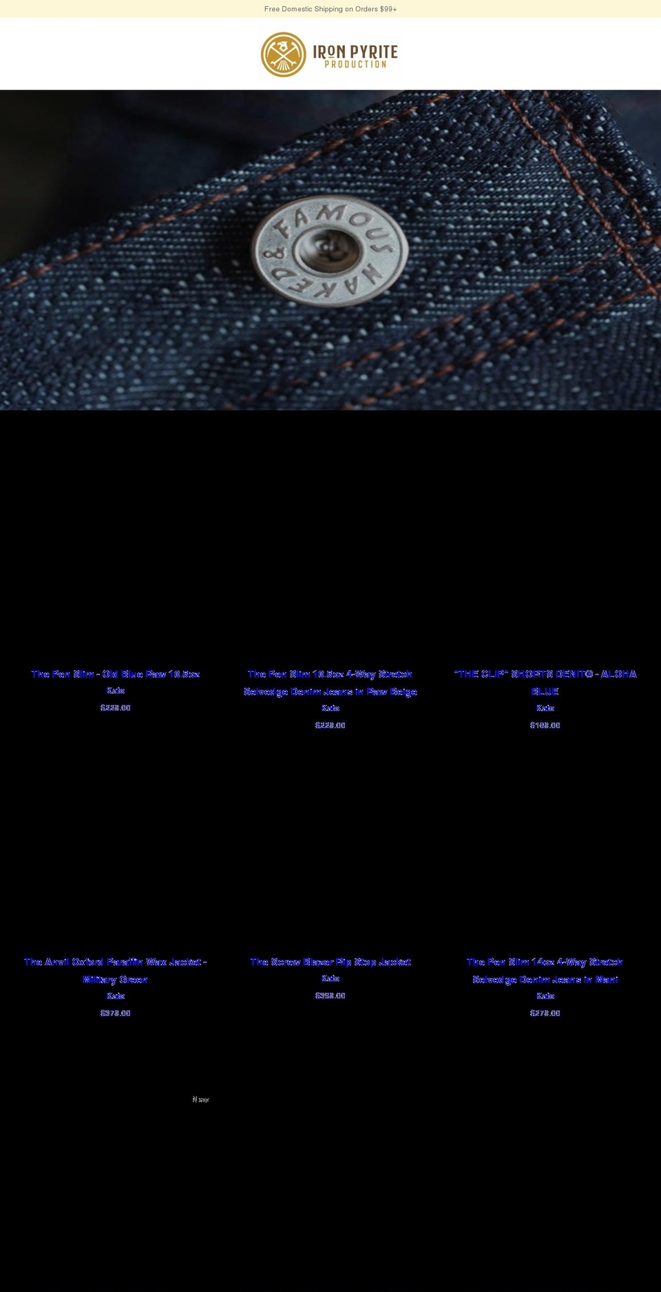 ironpyriteproduction.com shopify website screenshot