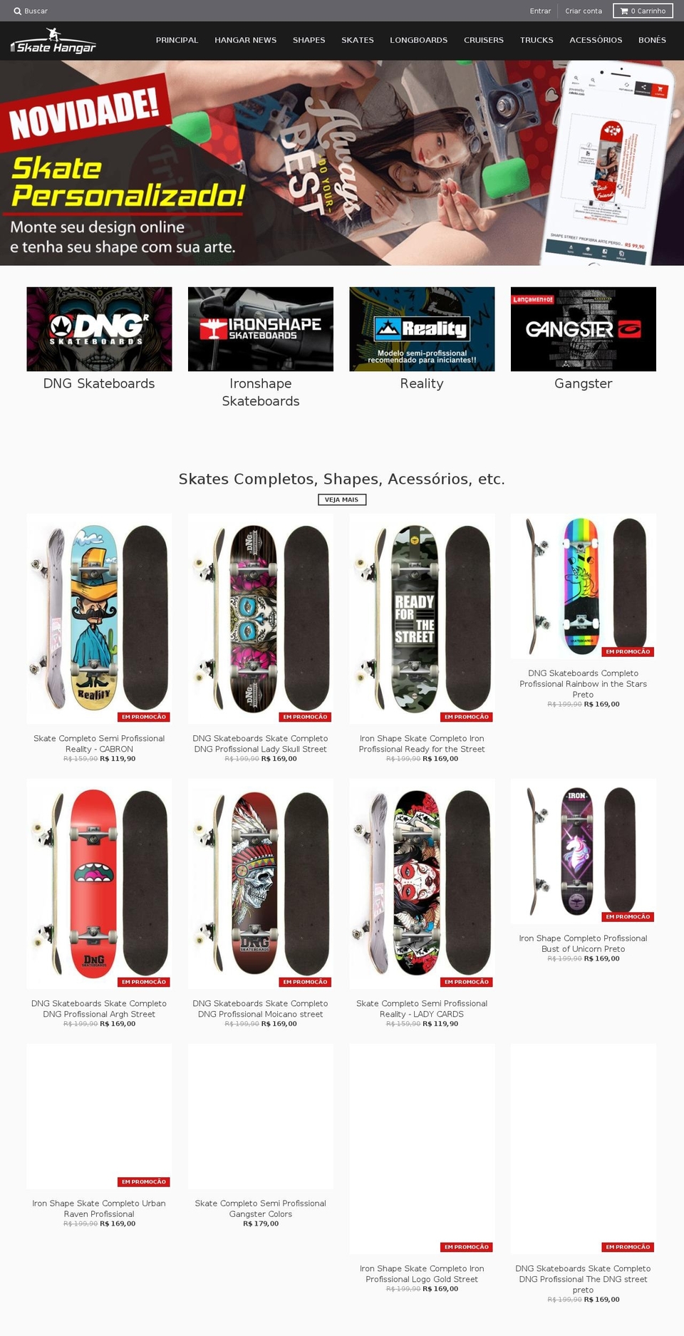 Skate Hangar - PT Shopify theme site example ironshape.com.br