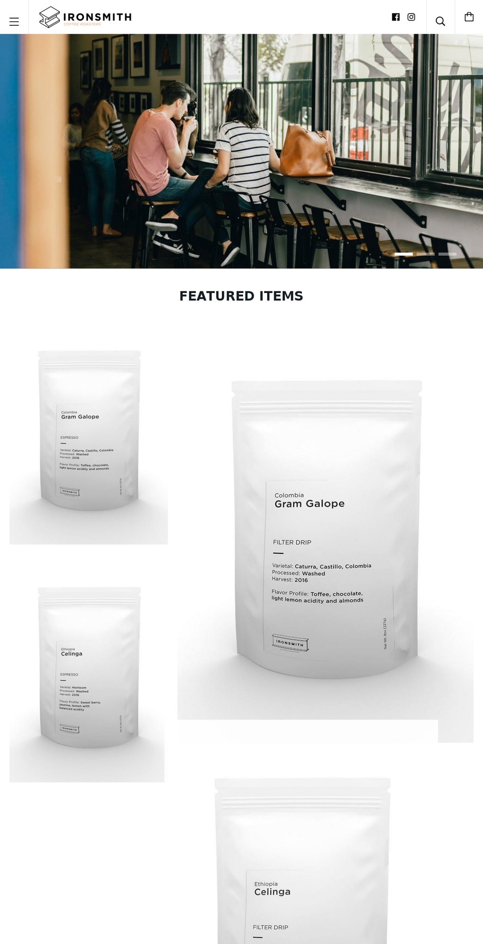 ironsmithcoffee.com shopify website screenshot