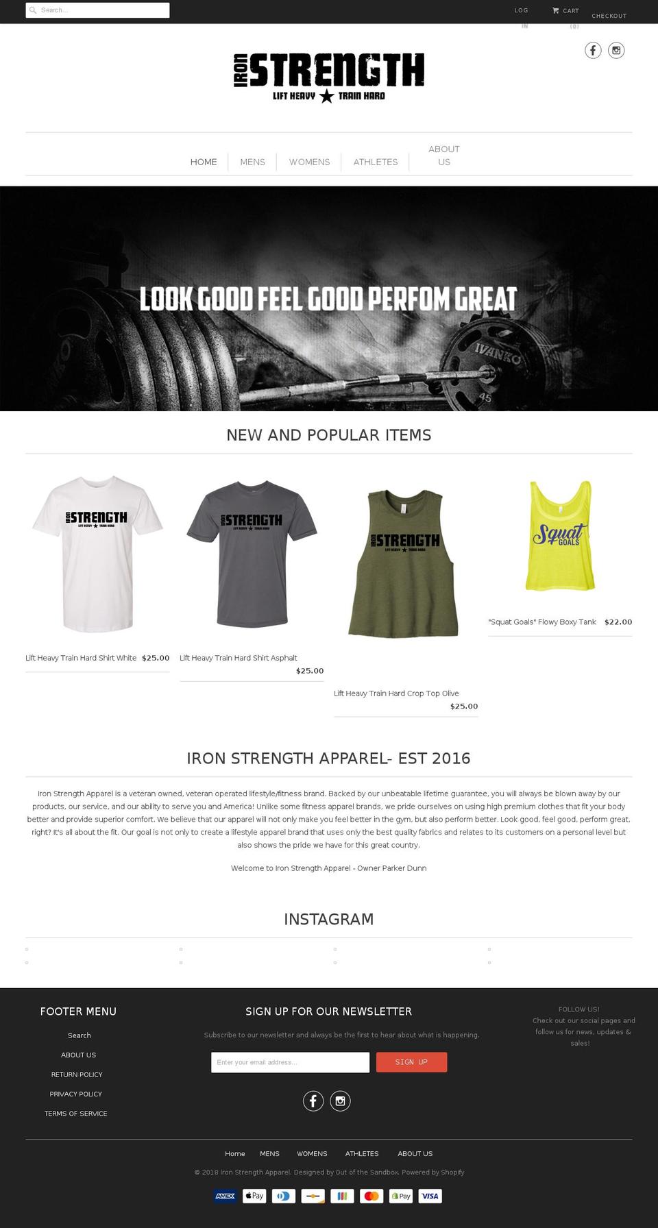 ironstrengthapparel.com — Shopify storefront screenshot