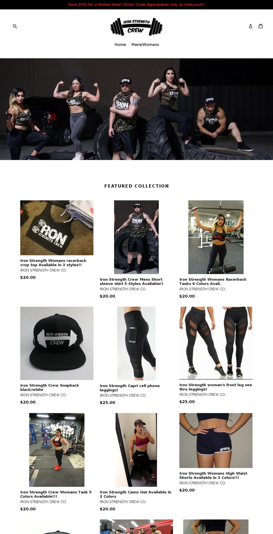 ironstrengthcrewco.com — Shopify storefront screenshot
