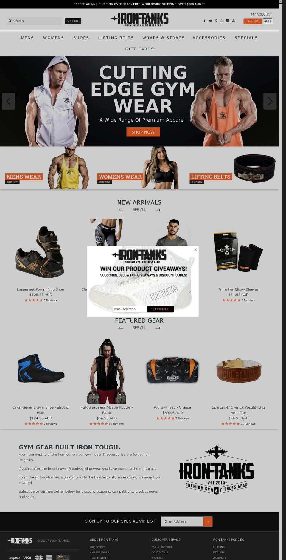 irontanksgymgear.com shopify website screenshot