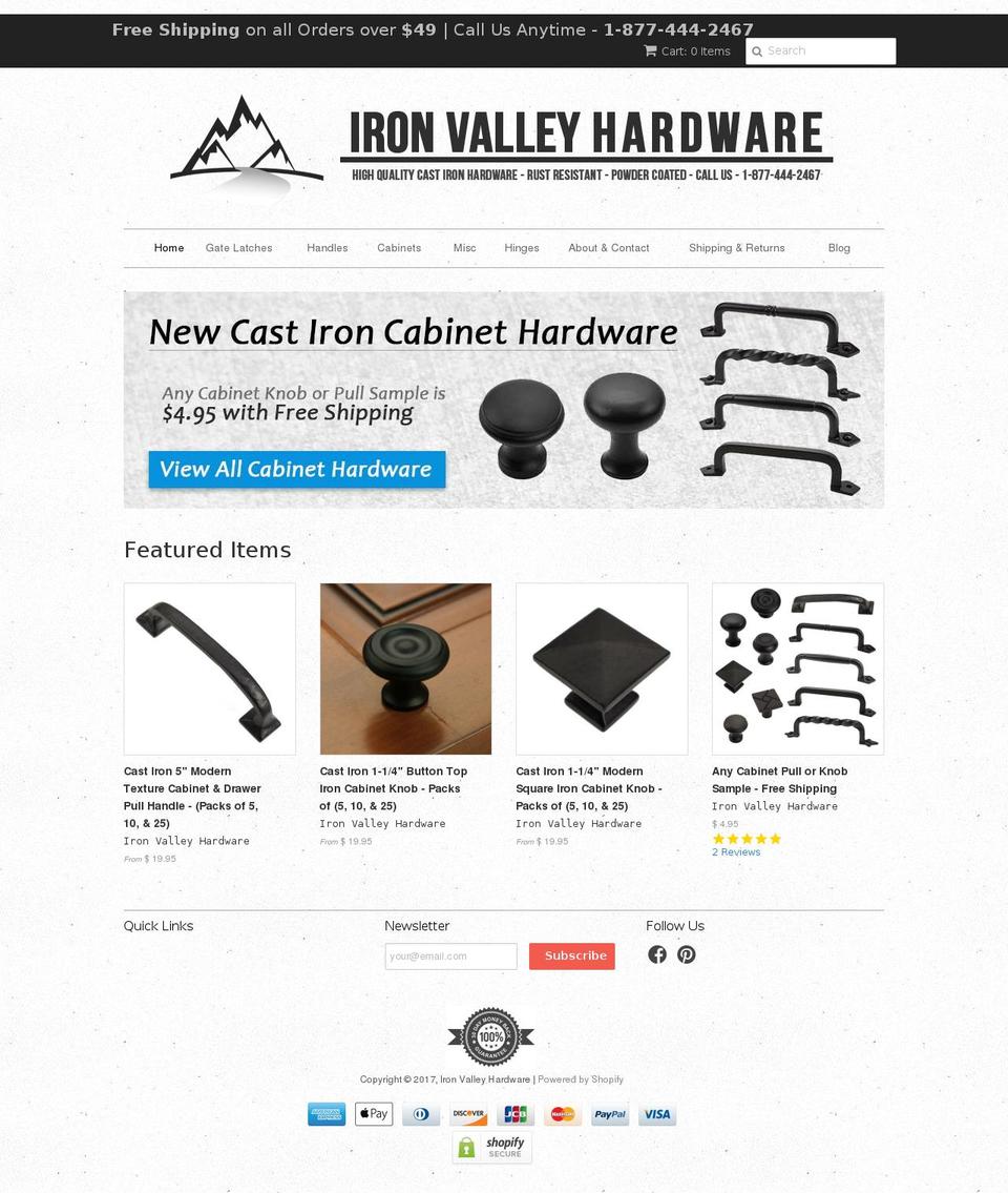 ironvalleyhardware.com shopify website screenshot