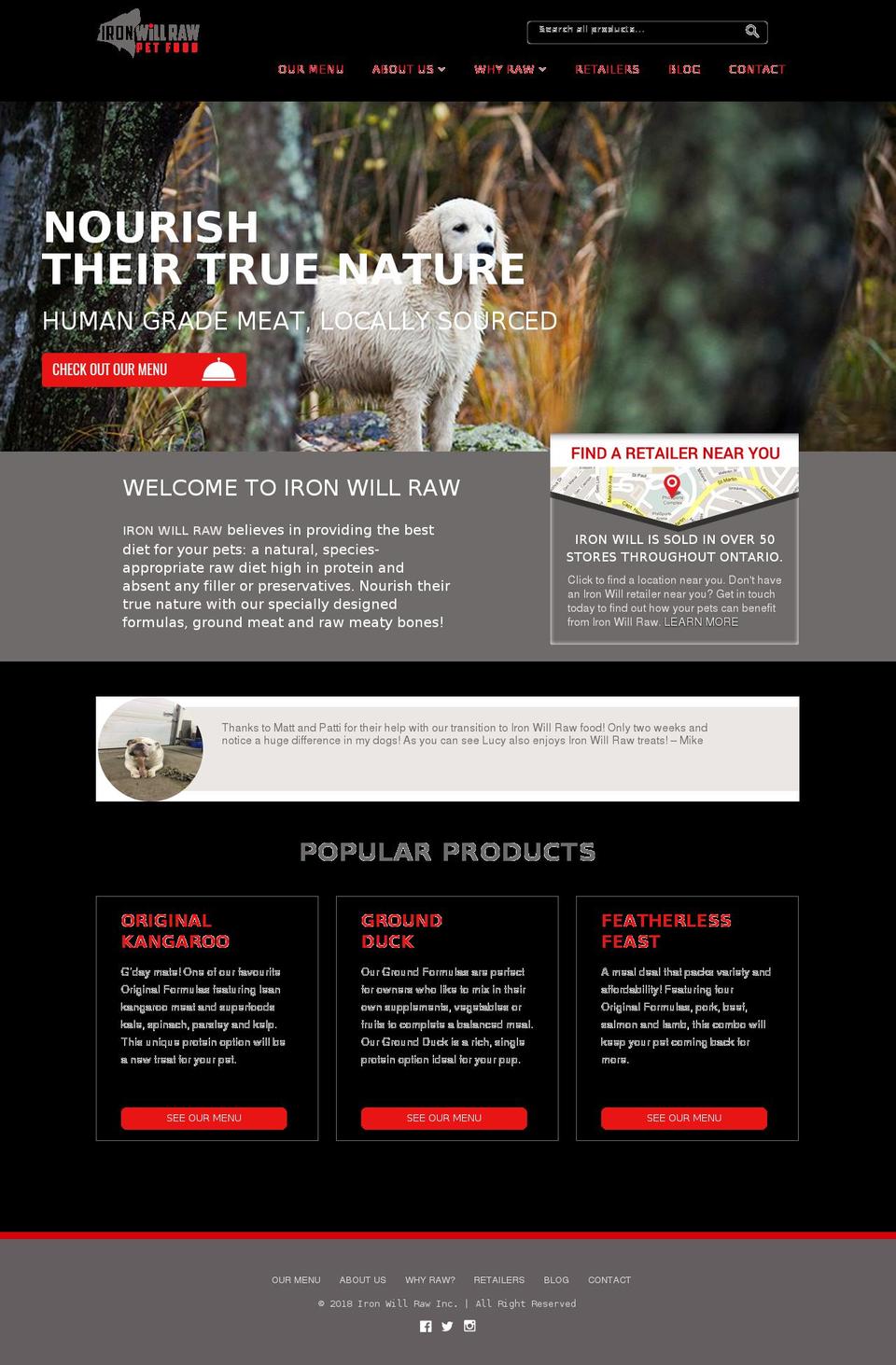 ironwillrawstore.com — Shopify storefront screenshot