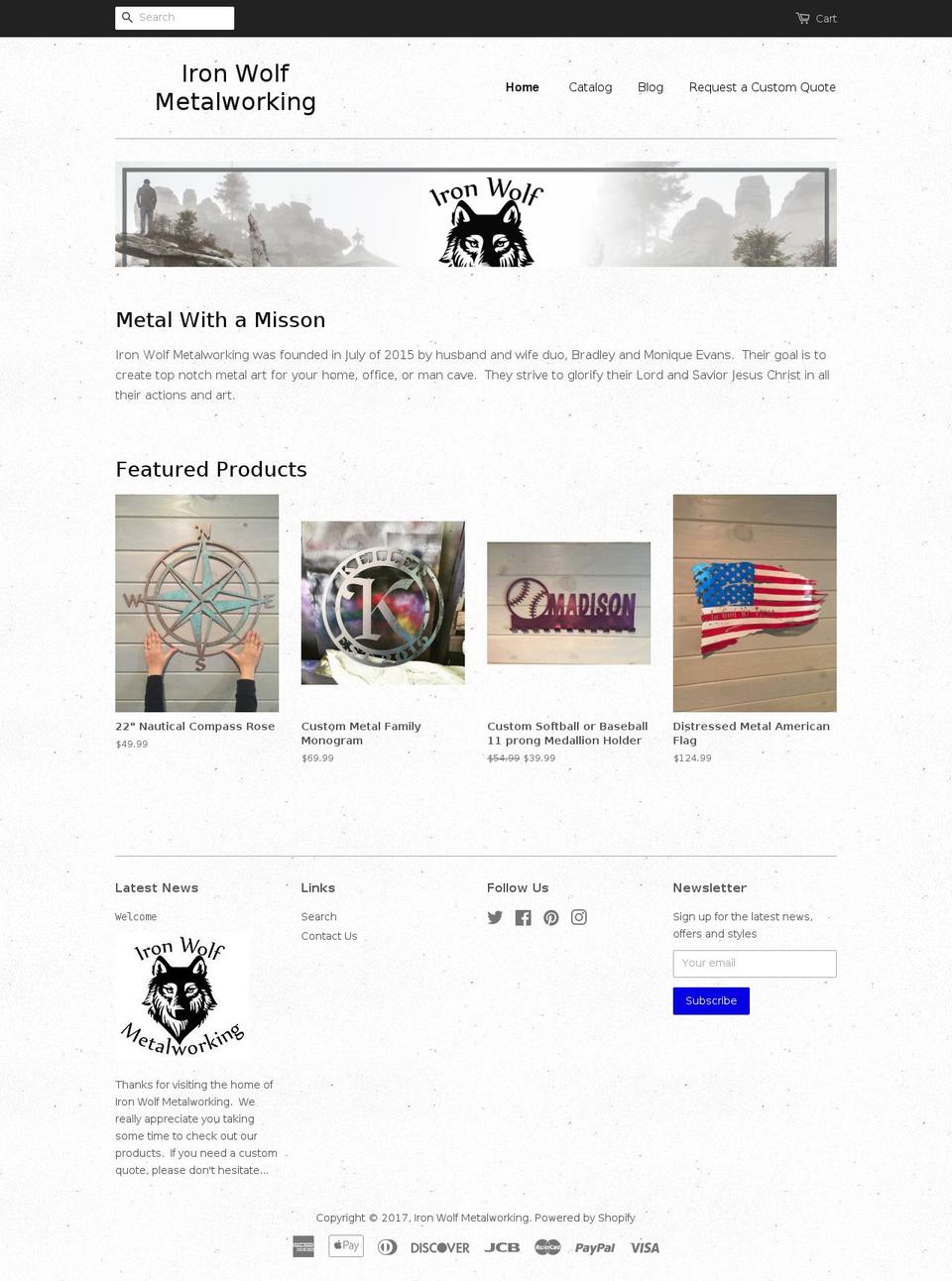 ironwolfmetalworking.com shopify website screenshot