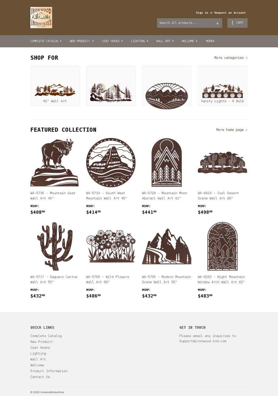 ironwood-ind.com shopify website screenshot