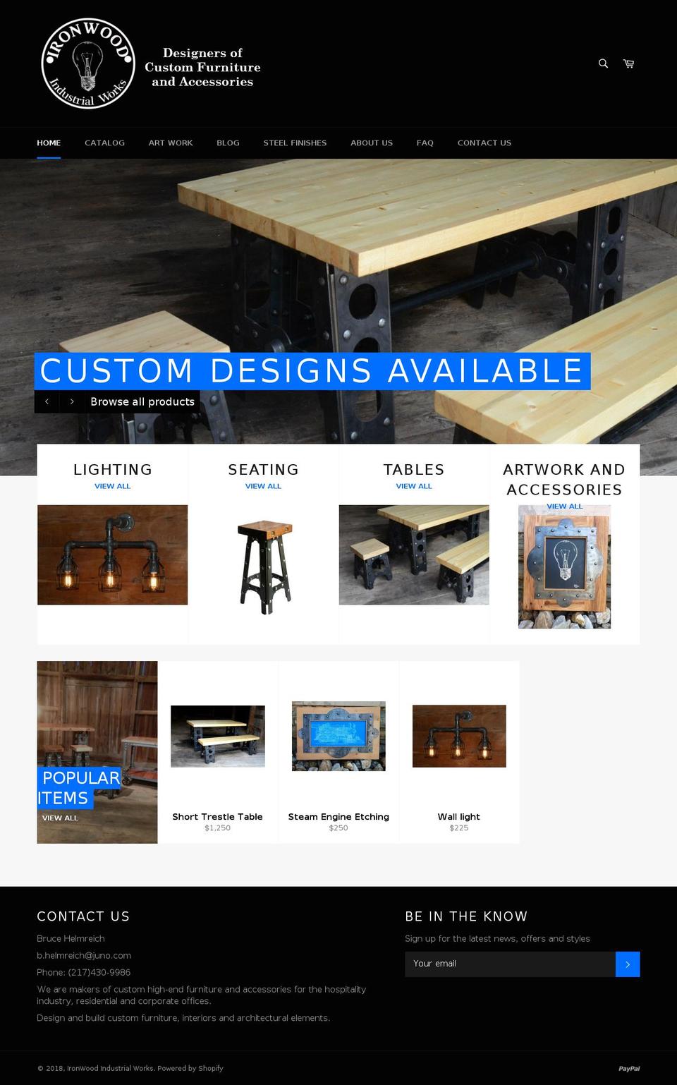 ironwoodindustrialworks.com shopify website screenshot