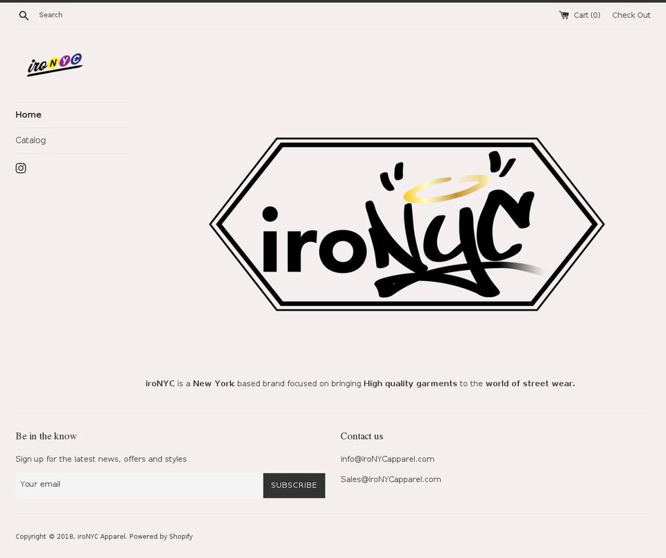 ironycapparel.com — Shopify storefront screenshot
