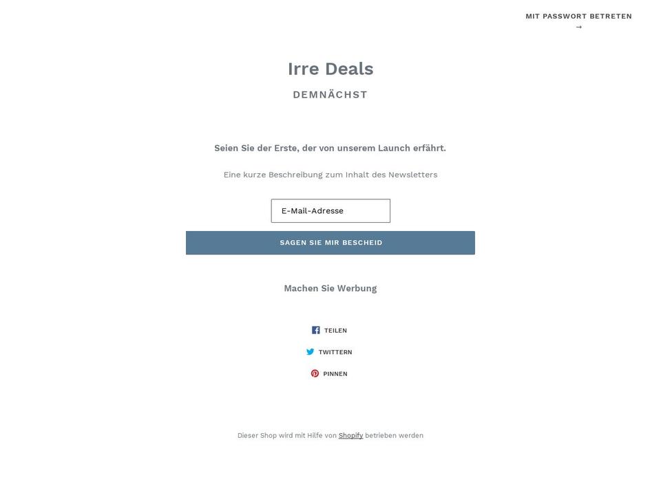 irre.deals shopify website screenshot
