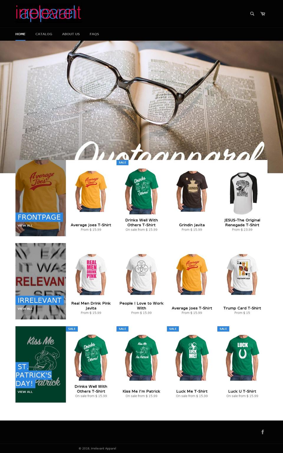irrelevantapparel.com shopify website screenshot