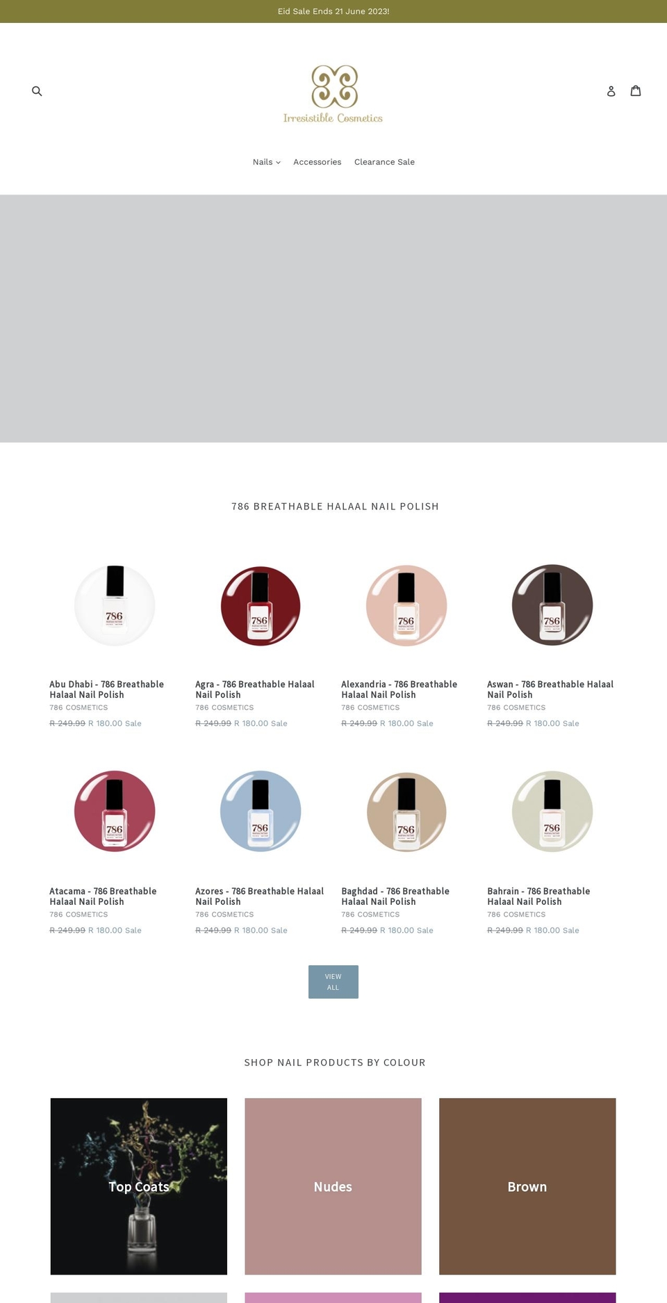 irresistiblecosmetics.co.za shopify website screenshot