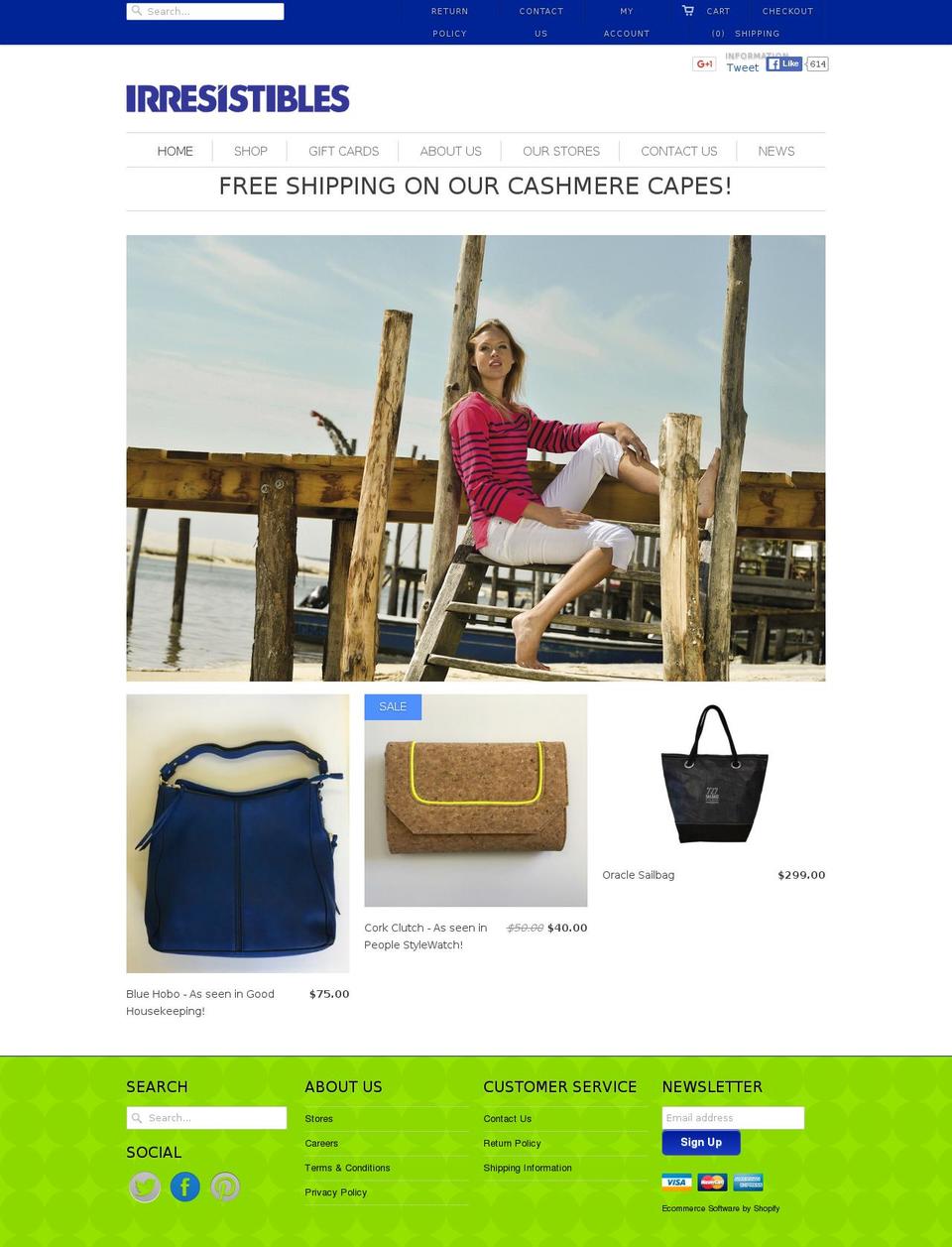 irresistibles.com shopify website screenshot