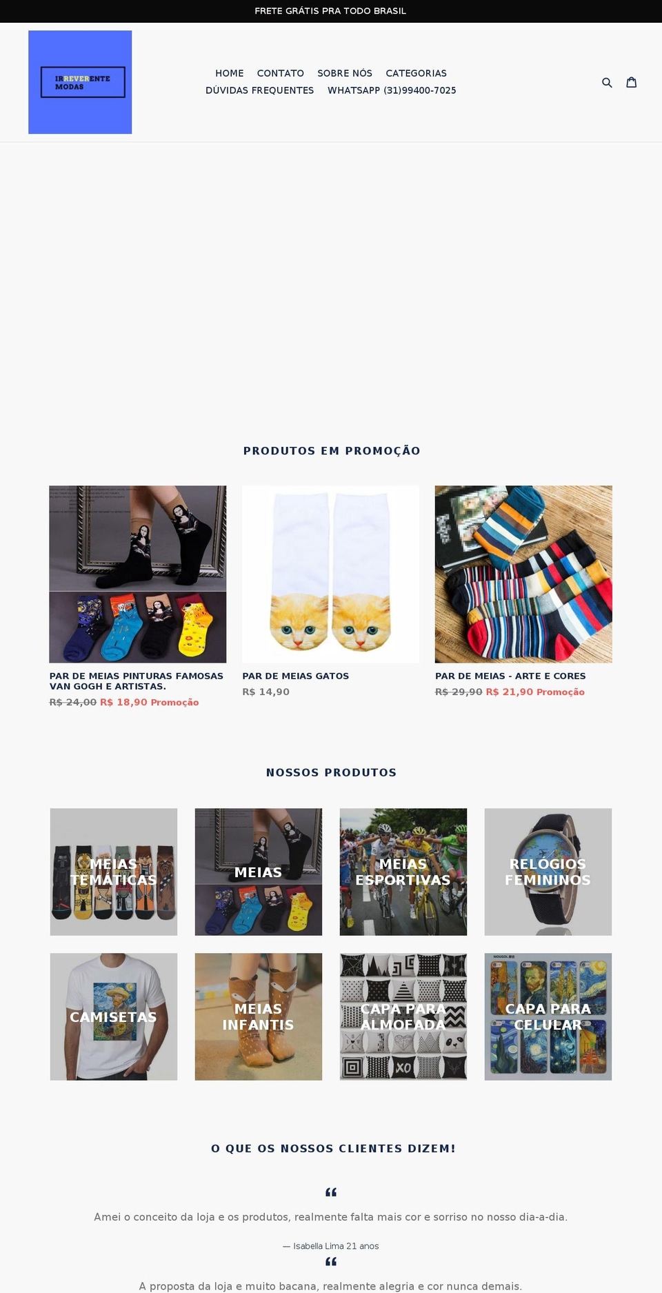 irreverentemodas.com shopify website screenshot