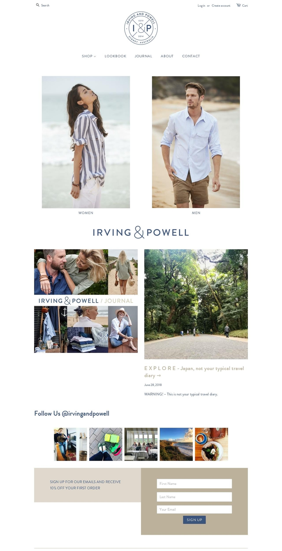 irvingandpowell.com shopify website screenshot