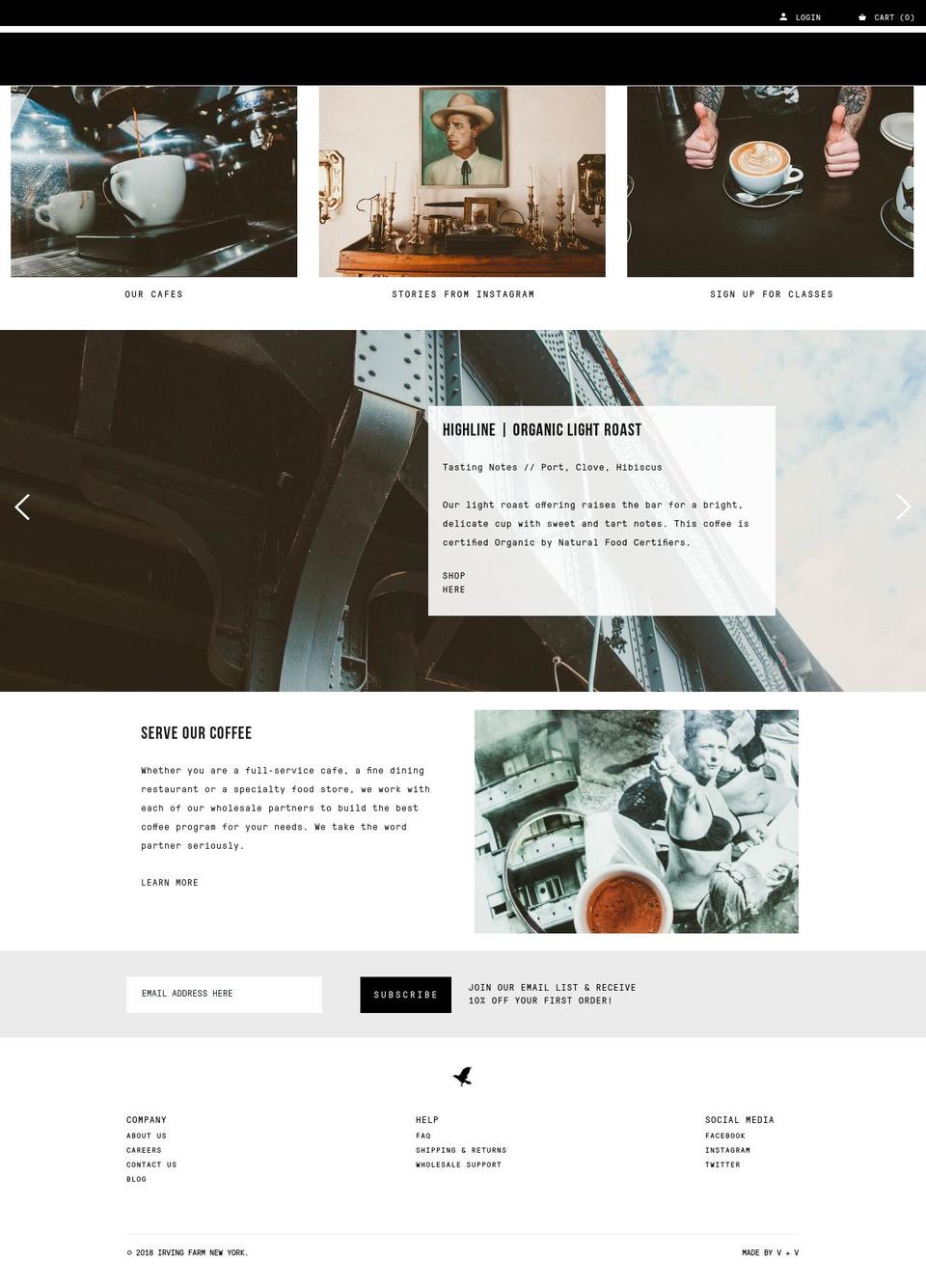 irvingfarmcoffee.com — Shopify storefront screenshot