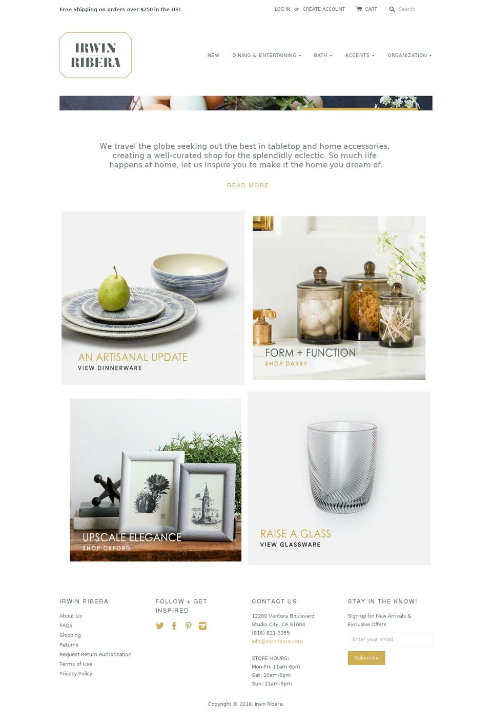 irwinandribera.com — Shopify storefront screenshot