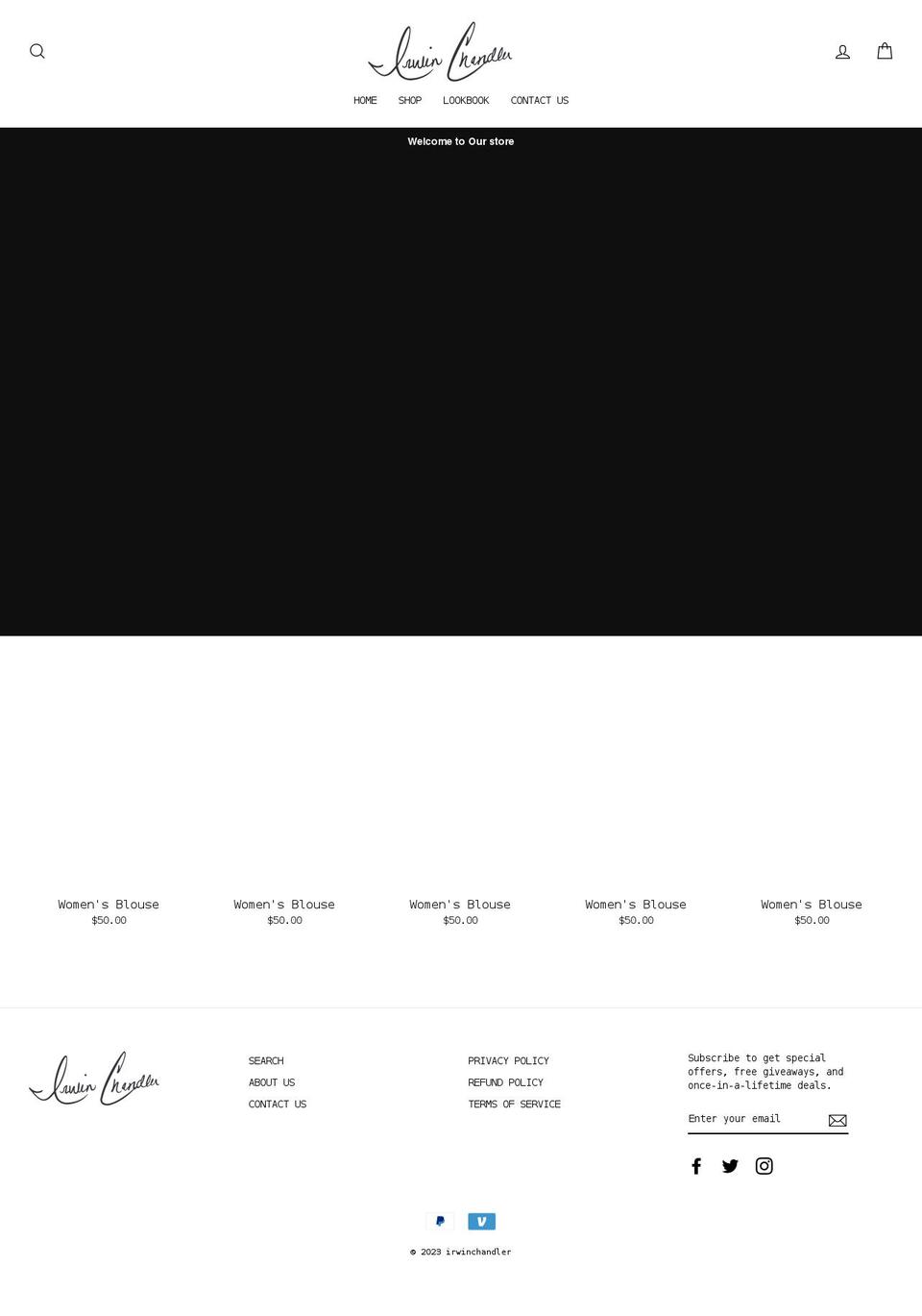 irwinchandler.com shopify website screenshot