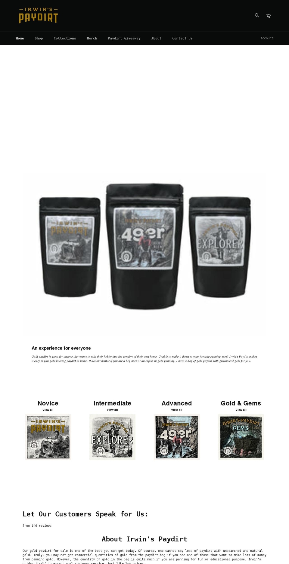 irwinspaydirt.com shopify website screenshot