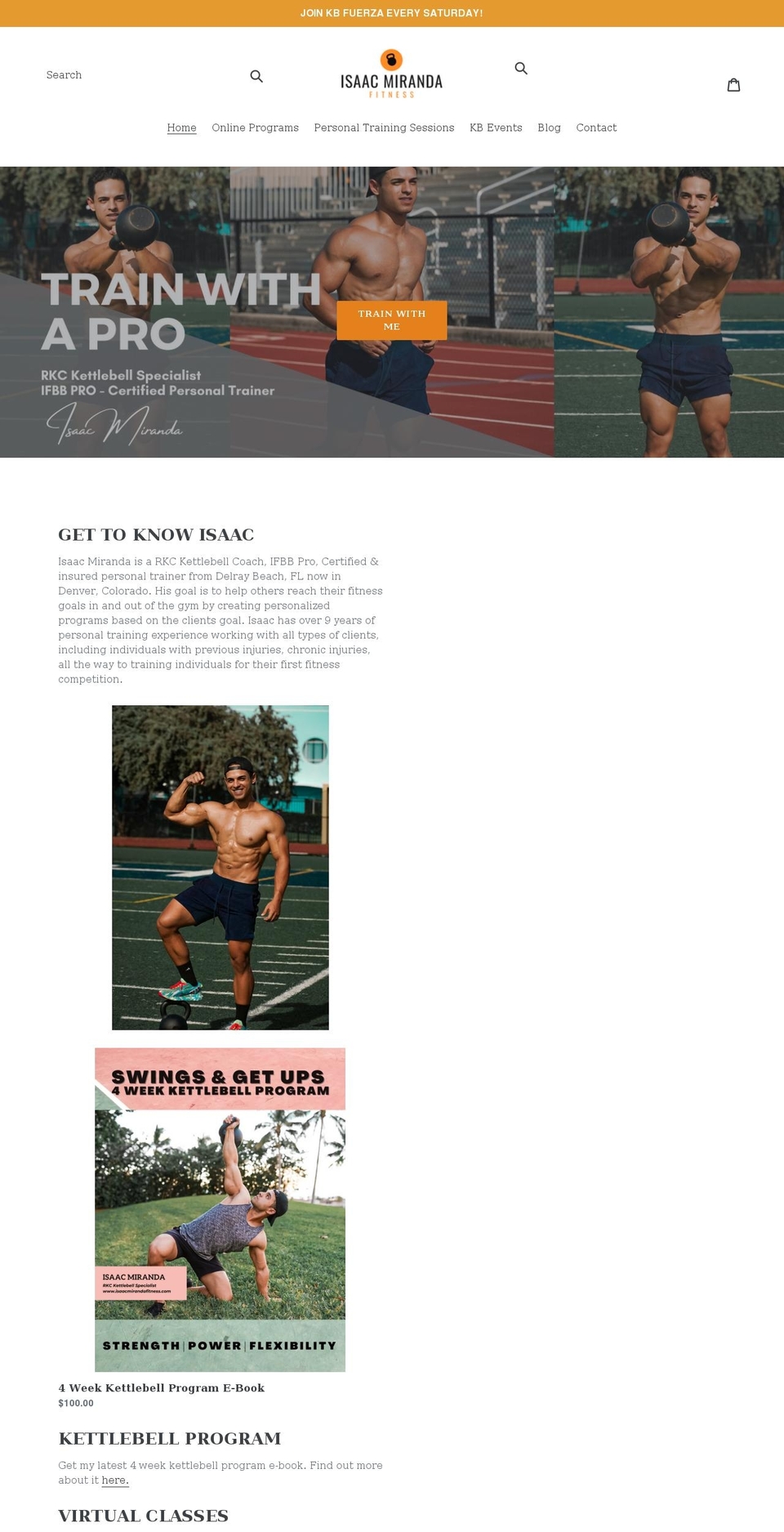 isaacmirandafitness.com shopify website screenshot