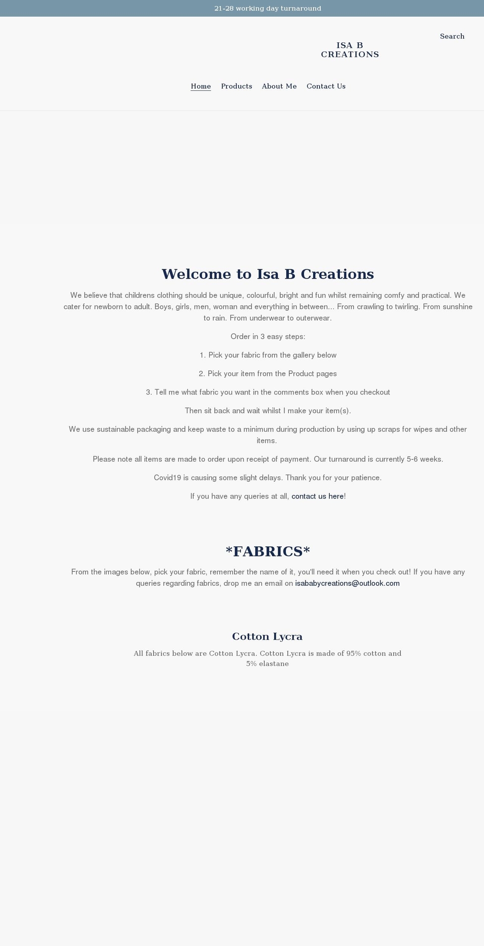 isabcreations.com shopify website screenshot