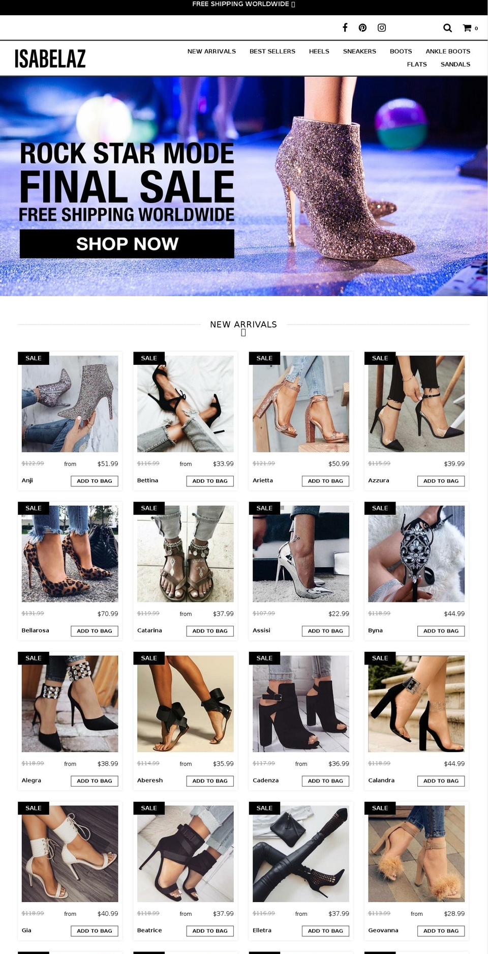 isabelaz.com — Shopify storefront screenshot