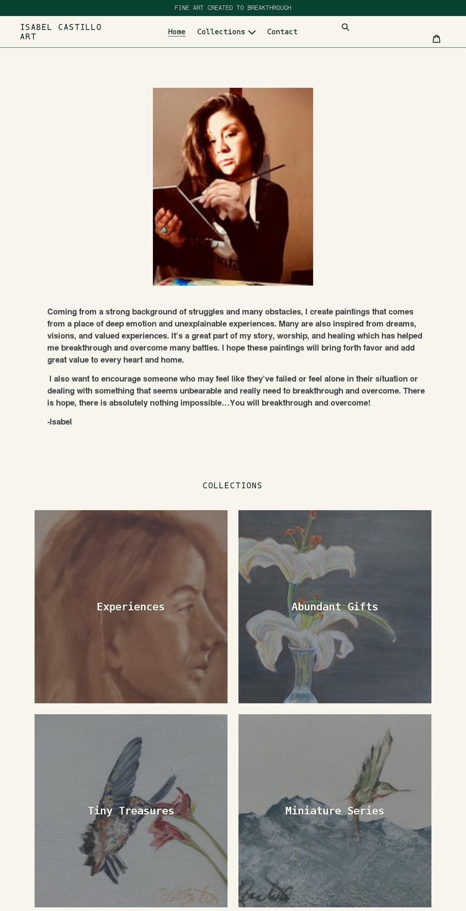 isabelcastilloart.com shopify website screenshot