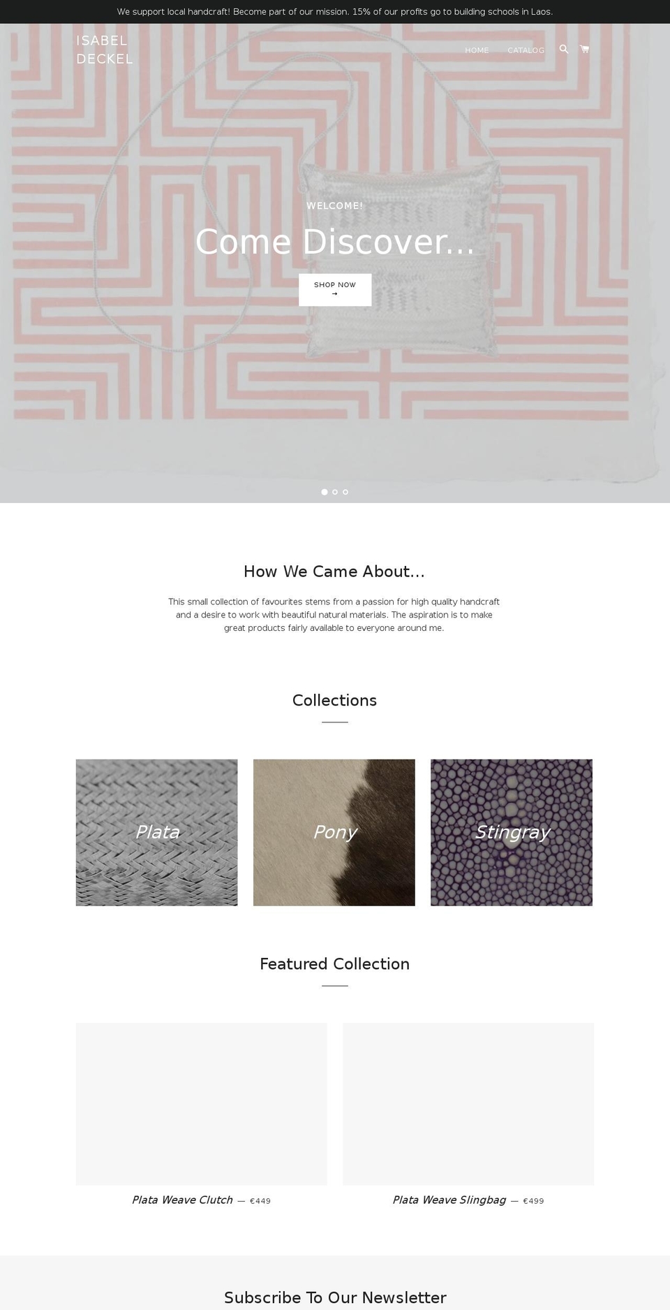 isabeldeckel.com — Shopify storefront screenshot