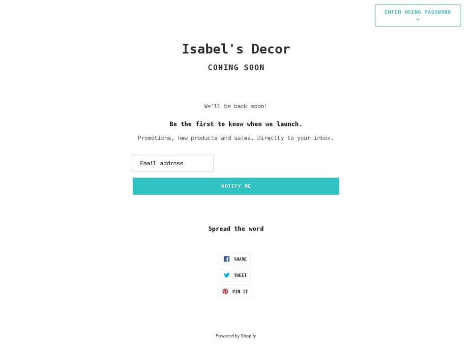 isabeldecor.com shopify website screenshot