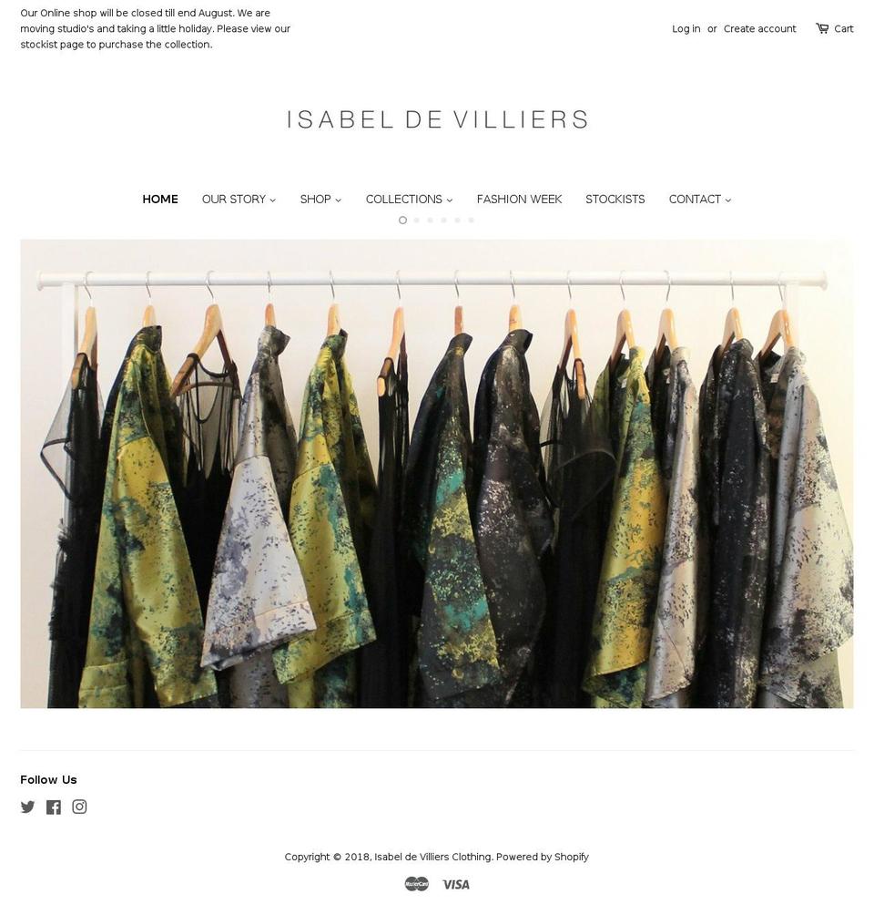 isabeldevilliers.co.za shopify website screenshot