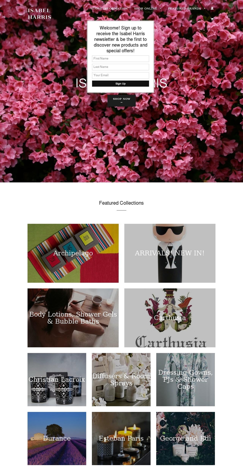 isabelharris.com shopify website screenshot