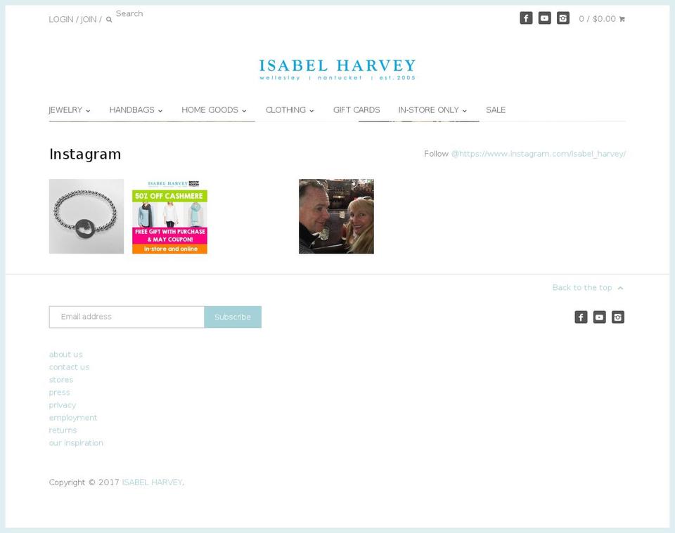 Vision Shopify theme site example isabelharvey.com