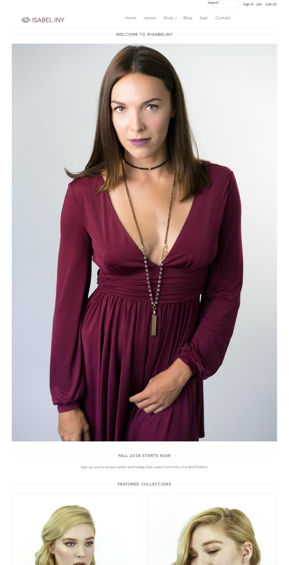 isabeliny.com — Shopify storefront screenshot