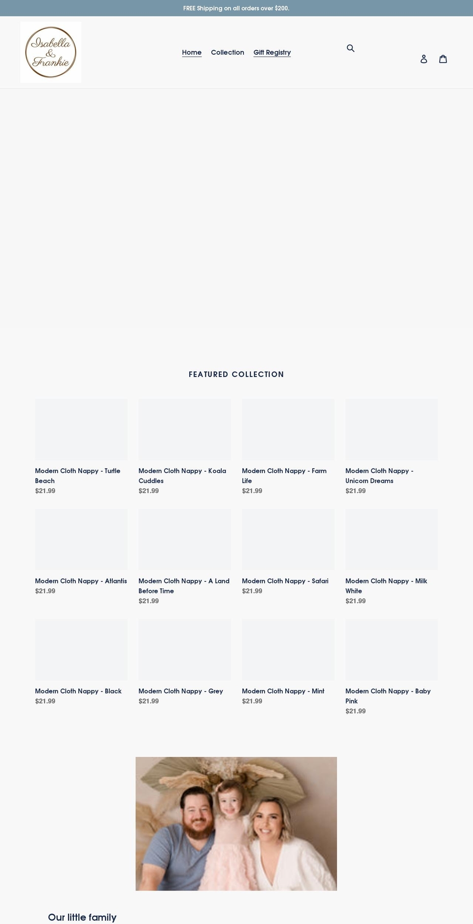 isabellaandfrankie.com shopify website screenshot