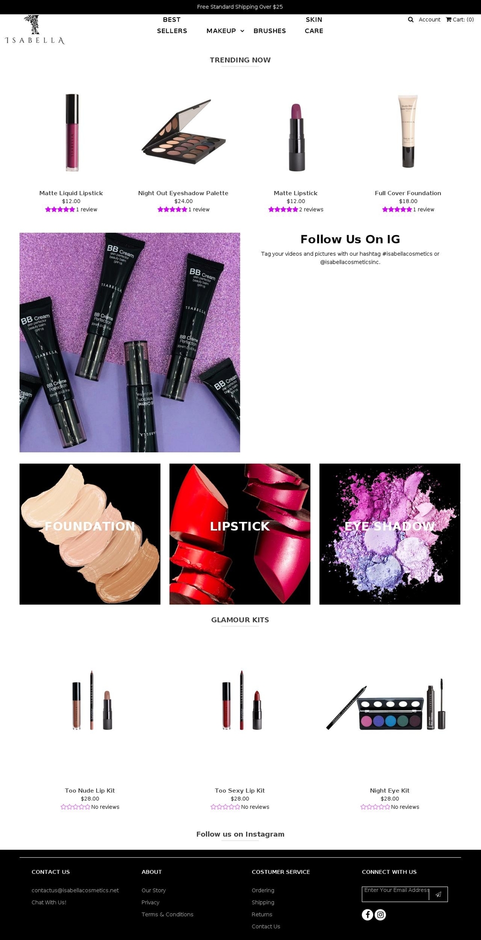 isabellacosmetics.net shopify website screenshot