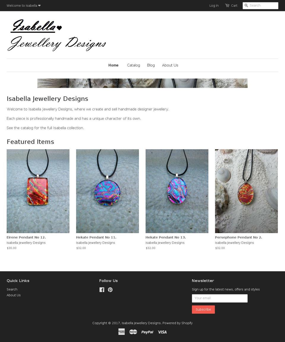 isabellajewellerydesigns.com shopify website screenshot