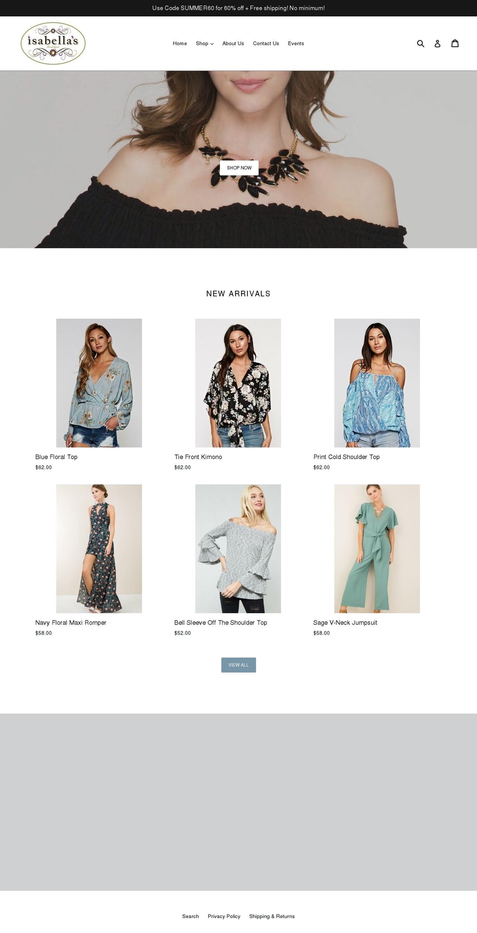 isabellasny.com — Shopify storefront screenshot