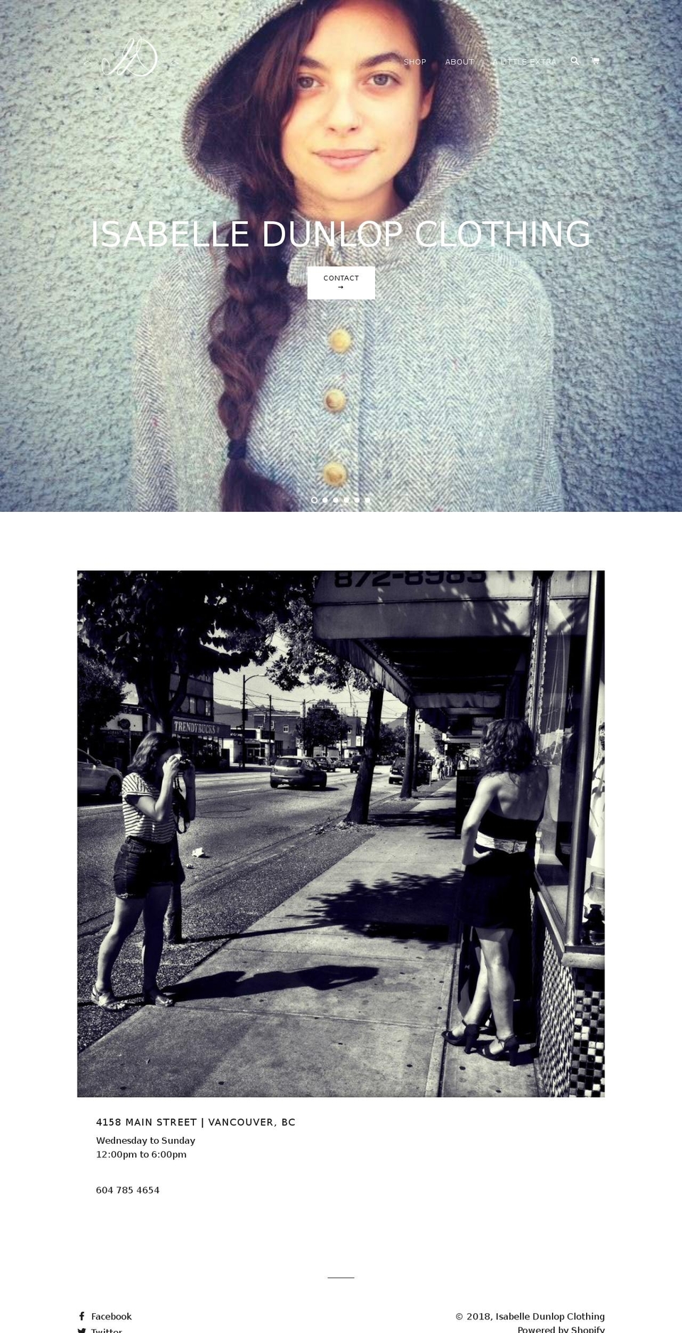 isabelledunlopclothing.com — Shopify storefront screenshot