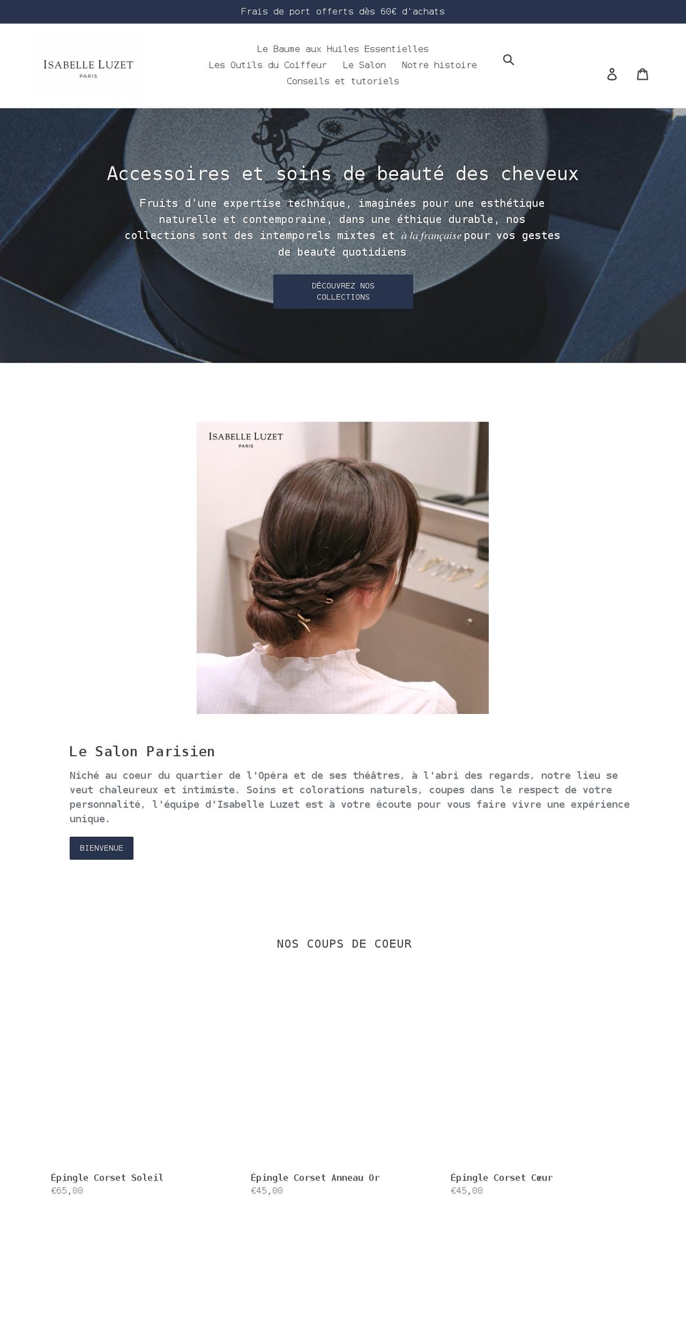 V Shopify theme site example isabelleluzet.com