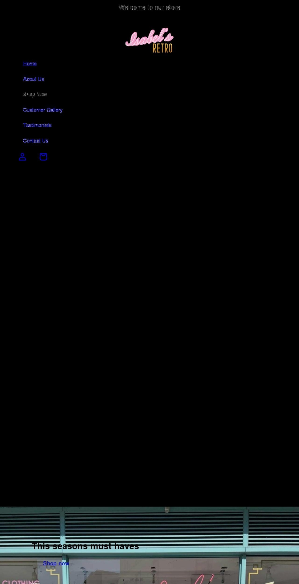 isabelsretro.co.uk shopify website screenshot