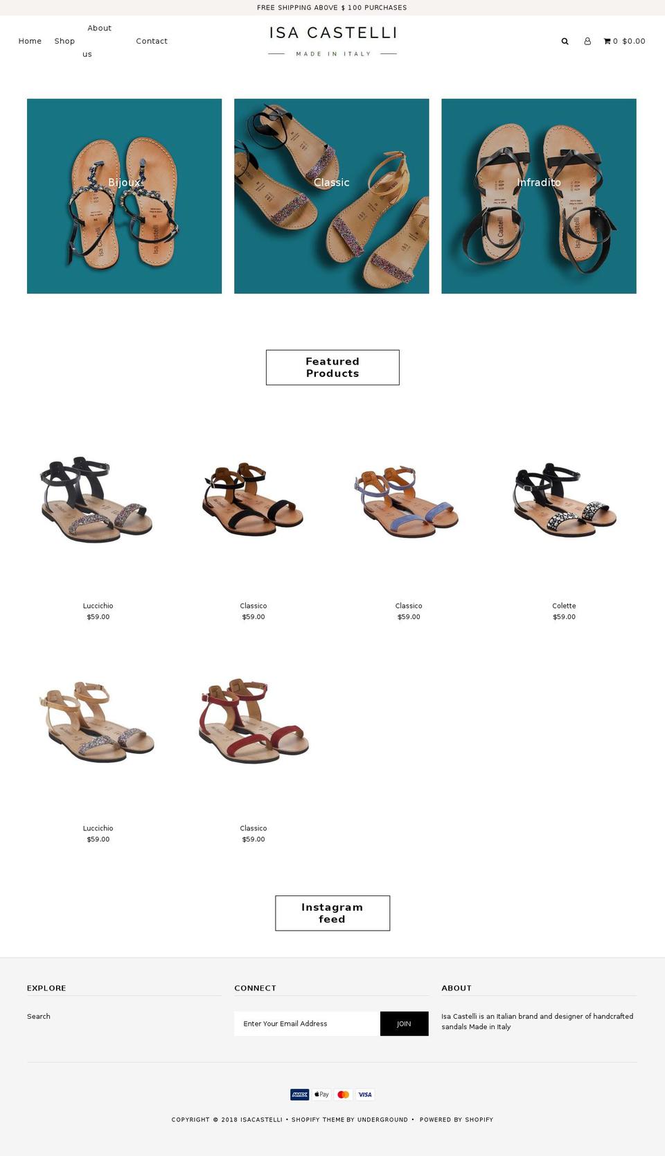 isacastelli.com — Shopify storefront screenshot