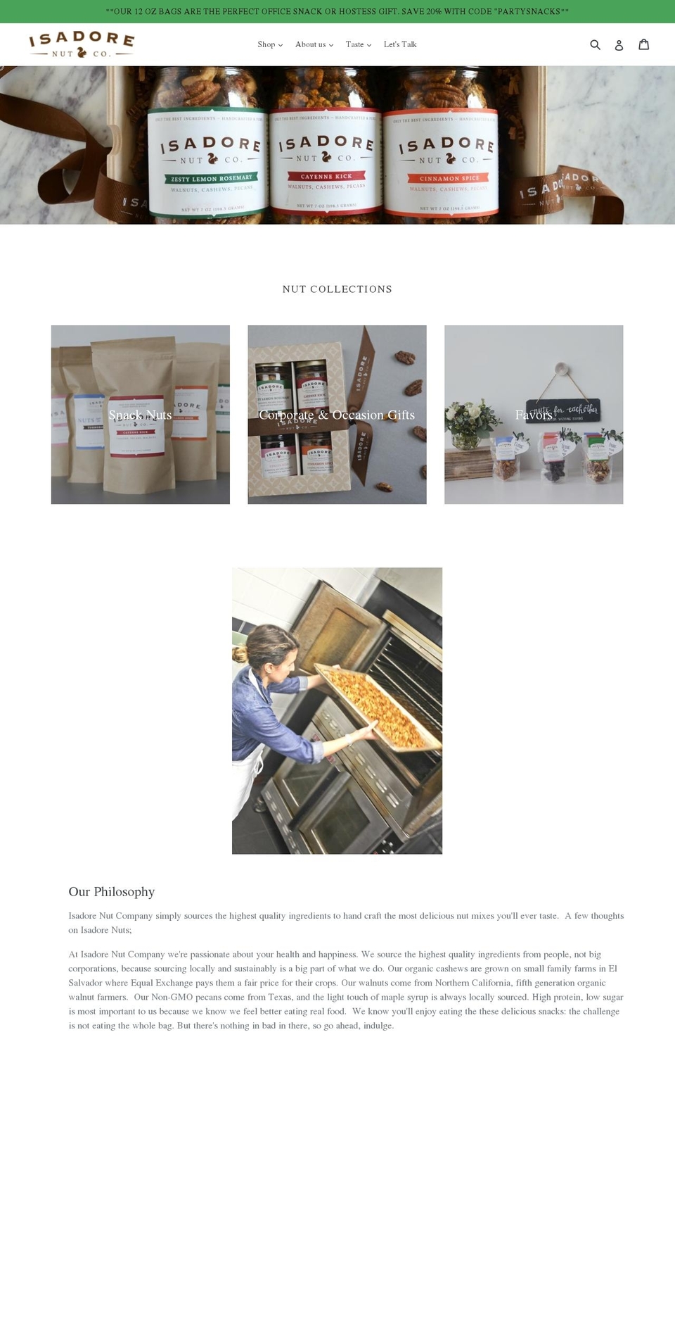 isadorenutco.com shopify website screenshot