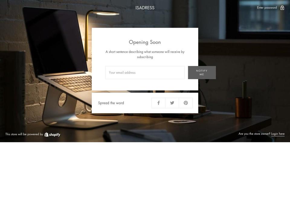 isadress.com — Shopify storefront screenshot