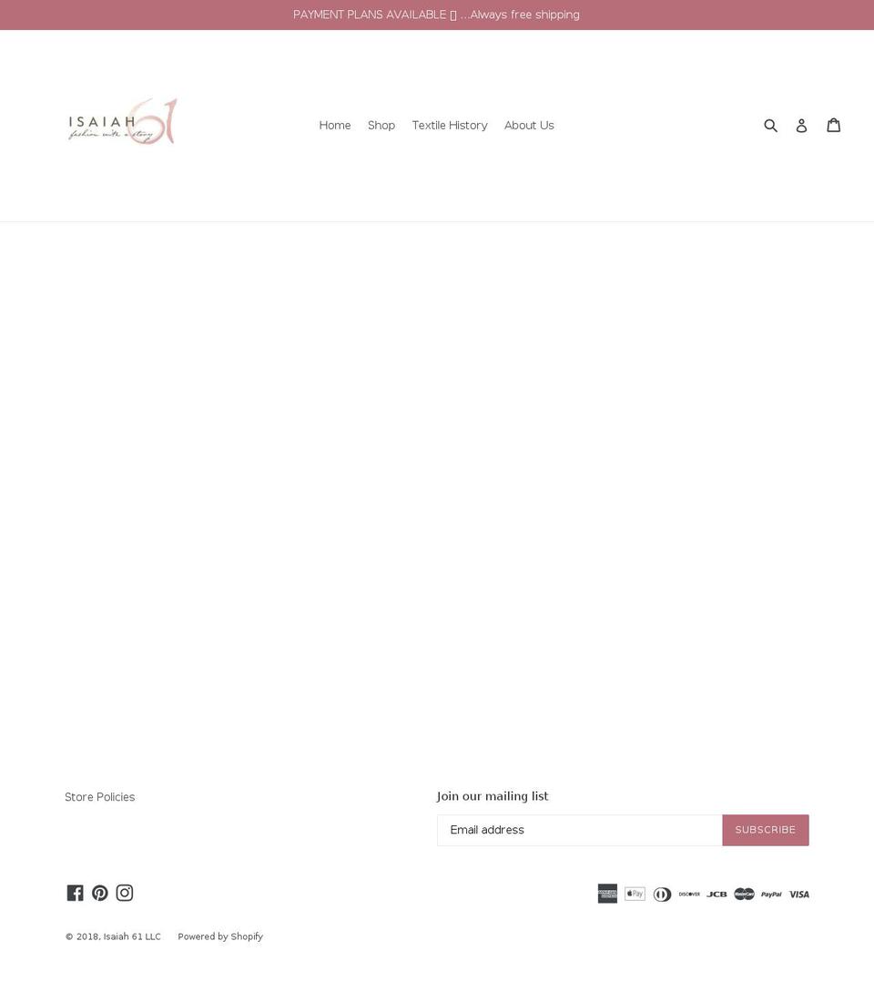 isaiah61llc.com — Shopify storefront screenshot