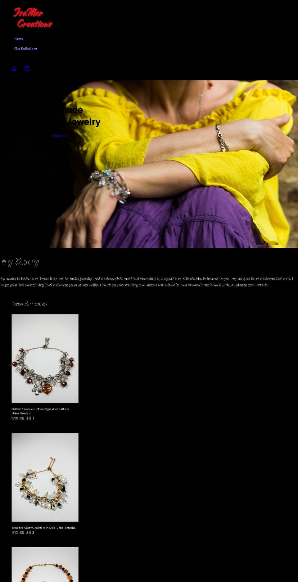 isamarcreations.com shopify website screenshot