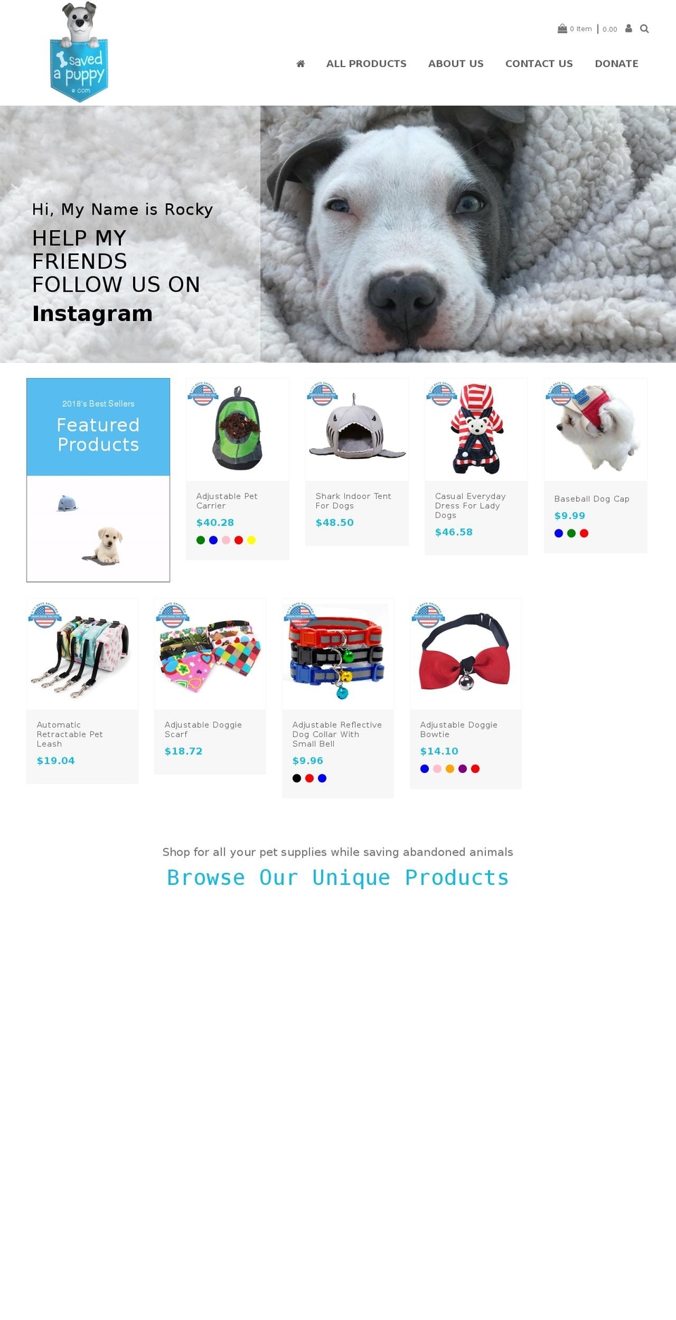 isavedapuppy.com — Shopify storefront screenshot